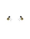 Pendientes Circonita Multi - Opalo - 4 mm - Bañado Oro y Plata Rodiada