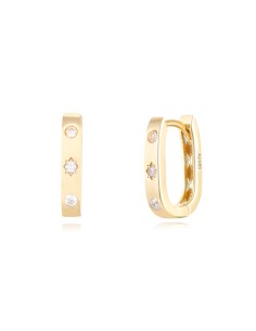 Pendientes Rectángulo Circonita - 13 * 9 mm - Bañado Oro y Plata Rodiada 2