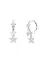 Pendientes Estrella - Circonita Blanca - 12+6 mm - Bañado Oro y Plata Rodiada