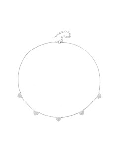 Collar Circonita - Corazon 7,5mm - Bañado Oro y Plata Rodiada 2