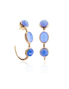 Pendiente 3 Mineral 6*8mm Plata Bañado Oro y Plata Rodiada 2