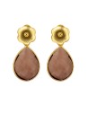 Pendientes Mineral - Lagrima y Flor - 26 mm - Bañado Oro