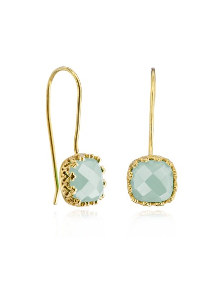Pendientes Mineral - Cuadrado - 10 mm - Bañado Oro Pendientes Mineral - Cuadrado - 10 mm - Bañado Oro