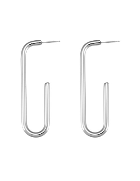 Pendiente Acero Rectángulo - 60 mm - Bañado Oro y Plata Rodiada