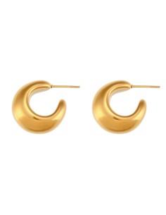 Pendiente Acero Semi Aro Huecos - 18 mm y 22 mm - Bañado Oro 2