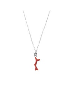 Collar Amuleto de Coral - 38+5cm - Enamel Roja - Bañado Oro y Plata Rodiada 2