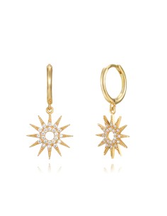 Pendientes Aro - Sol 12mm - Bañado Oro y Plata Rodiada 2