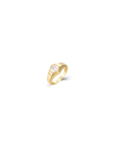 Anillo Hexagono Circonita - 6mm - Bañado Oro 2