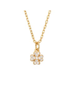 Collar Circonita - Trébol 5,5mm - 38+4 - Bañado Oro y Plata Rodiada 2