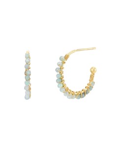 Pendientes Mineral - Semi Aro 15mm - Rosario 2mm - Bañado Oro 2