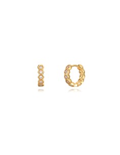 Pendientes Aro Hexágono Circonita - 13 mm y 24 mm - Bañado Oro y Plata Rodiada 2