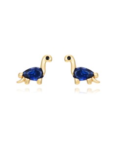Pendientes Dinosaurio - Circonita - 10 * 5 mm - Bañado Oro y Plata Rodiada 2