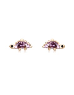 Pendientes Stegosaurus - Circonita Amatista - 7,5*4 mm - Bañado Oro y Plata Rodiada 2