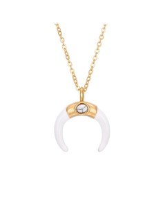 Collar Acero Cuerno - Mineral - 38 + 5 cm - Bañado Oro 2