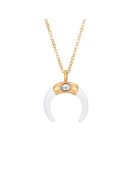 Collar Acero Cuerno - Mineral - 38 + 5 cm - Bañado Oro