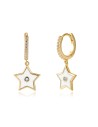 Pendientes Estrella Circonita - 11 + 9 mm - Enamel - Bañado Oro