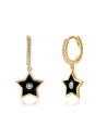 Pendientes Estrella Circonita - 11 + 9 mm - Enamel - Bañado Oro