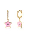 Pendientes Estrella Circonita - 11 + 9 mm - Enamel - Bañado Oro