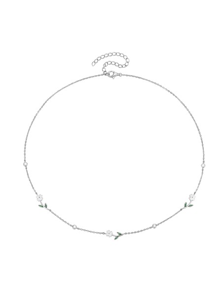 Collar Circonita - Flor 14mm - 38+6 - Bañado Oro y Plata Rodiada Collar Circonita - Flor 14mm - 38+6 - Bañado Oro y Plata Rodiada