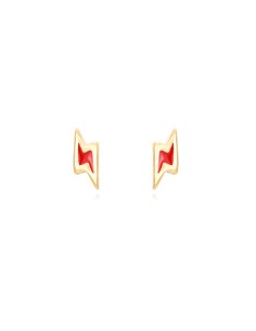 Pendientes Rayo - 2*4 mm - Enamel Rojo - Plata Bañado Oro y Plata Rodiada 2