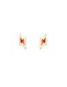 Pendientes Rayo - 2*4 mm - Enamel Rojo - Plata Bañado Oro y Plata Rodiada