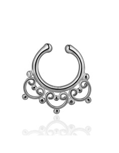 Piercing Septum - Flor 15 mm - Bañado Oro y Plata Rodiada 2