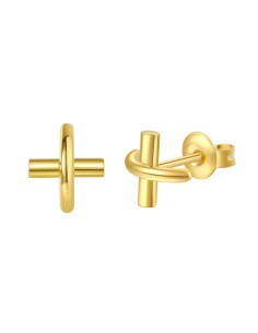 Pendientes Cruz - 8*10 mm - Bañado Oro y Plata Rodiada 2
