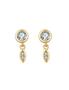 Pendientes - Circonita - 10 mm - Plata Bañado Oro y Plata Rodiada 2
