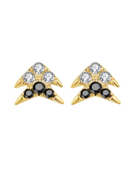 Pendientes Flecha - Circonita - 5*6 mm - Plata Bañado Oro y Plata Rodiada