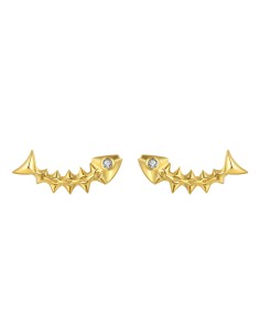 Pendientes Pez - Circonita - 4*10,50 mm - Plata Bañado Oro y Plata Rodiada 2