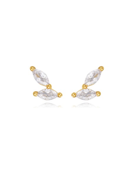 Pendientes - Circonita - 9,5*5 mm - Plata Bañado Oro y Plata Rodiada Pendientes - Circonita - 9,5*5 mm - Plata Bañado Oro y Plata Rodiada