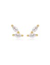 Pendientes - Circonita - 9,5*5 mm - Plata Bañado Oro y Plata Rodiada