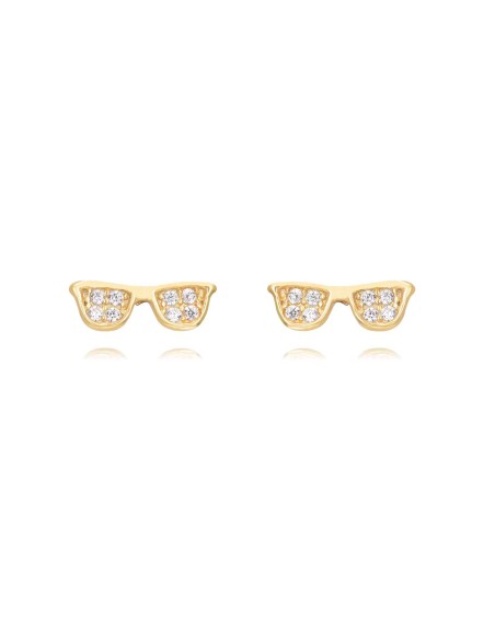 Pendientes Circonita - Gafas 8mm - Bañado Oro y Plata Rodiada Pendientes Circonita - Gafas 8mm - Bañado Oro y Plata Rodiada
