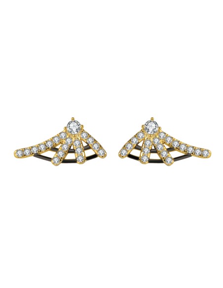 Pendientes Telaraña - Circonita - 8*12 mm - Plata Bañado Oro y Plata Rodiada Pendientes Telaraña - Circonita - 8*12 mm - Plata Bañado Oro y Plata Rodiada