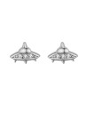 Pendientes Astronave - Circonita - 5*6 mm - Plata Bañado Oro y Plata Rodiada