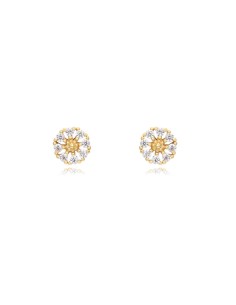 Pendientes Circonita - Flor 5mm - Bañado Oro y Plata Rodiada 2