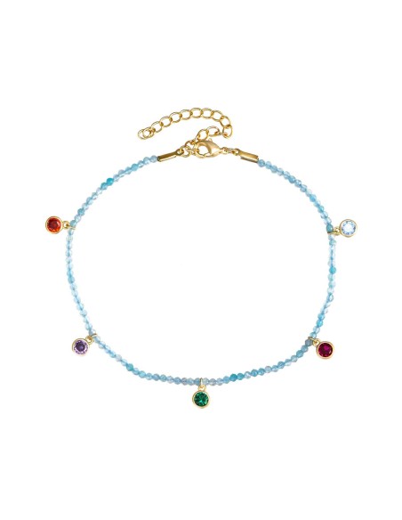 Tobillera Charm Circulo Bronce - Mineral - 20+5cm - Bañado Oro