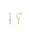 Pendientes Semi Aro - Circonita - 14 + 13 mm - Bañado Oro y Plata Rodiada