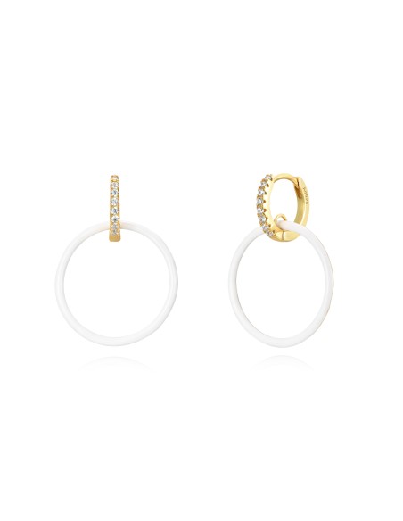 Pendientes 2 Aros - Enamel - 27 mm - Bañado Oro Pendientes 2 Aros - Enamel - 27 mm - Bañado Oro