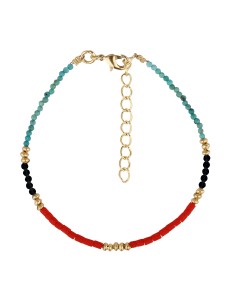 Pulsera Bronce - Mineral 2mm - 16+4 cm - Bañado Oro 2