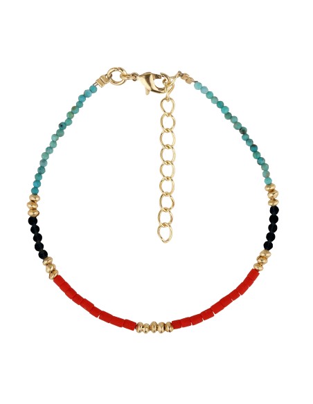 Pulsera Bronce - Mineral 2mm - 16+4 cm - Bañado Oro