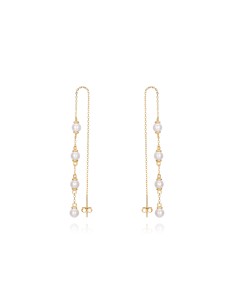 Pendientes Perlas - Cadena - 14cm - Gold Plated and Rhodium Silver 2