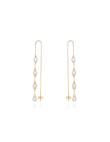 Pendientes Perlas - Cadena - 14cm - Gold Plated and Rhodium Silver