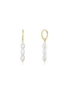 Pendientes Aro - Perla - 35 mm - Bañado Oro y Plata Rodiada 2