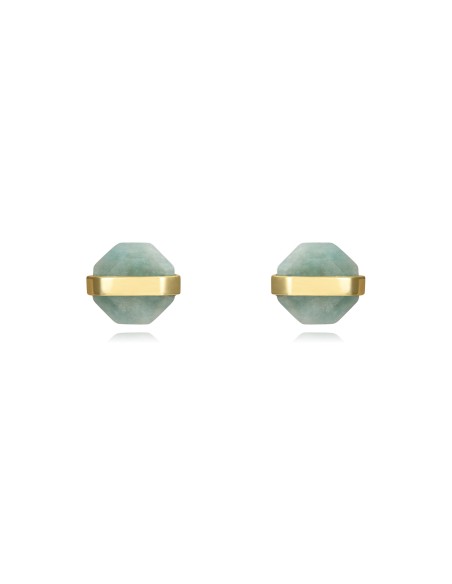Pendientes Mineral Octógono - Table Cut Piedra - 10 mm - Bañado Oro Pendientes Mineral Octógono - Table Cut Piedra - 10 mm - Bañado Oro