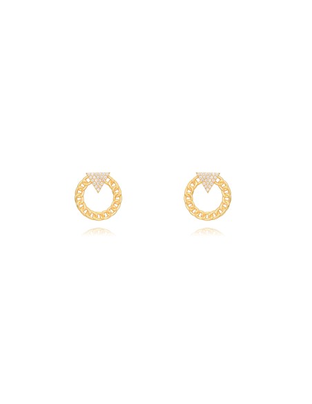Pendientes Circulo - 15mm - Zircon - Bañado Oro y Plata Rodiada Pendientes Circulo - 15mm - Zircon - Bañado Oro y Plata Rodiada