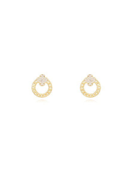 Pendientes Circulo - 15mm - Zircon - Bañado Oro y Plata Rodiada Pendientes Circulo - 15mm - Zircon - Bañado Oro y Plata Rodiada