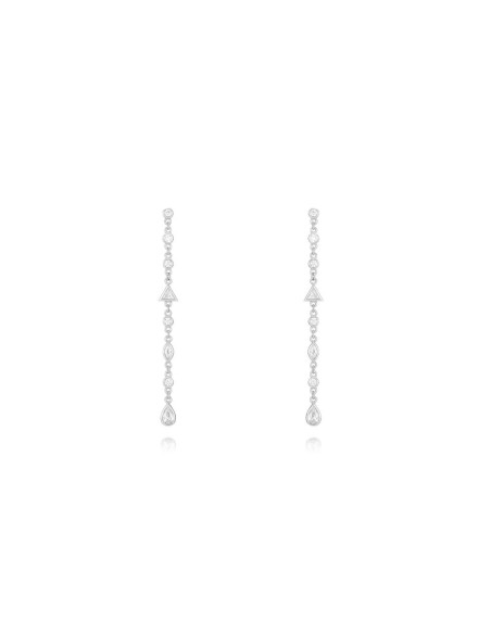 Pendientes Circonita - 14cm - Bañado Oro y Plata Rodiada