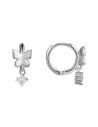 Pendientes Mariposa - Circonita Blanca - 11 + 4 mm - Plata Bañado Oro y Plata Rodiada