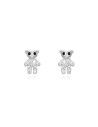 Pendientes Oso de peluche - Circonita Blanca - 7 mm - Bañado Oro y Plata Rodiada